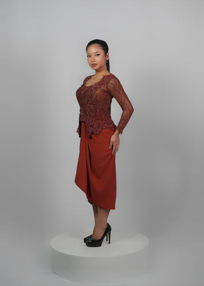 Maya Velvet Kebaya - Blood Orange