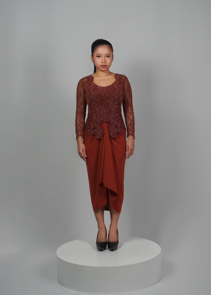 Maya Velvet Kebaya - Blood Orange