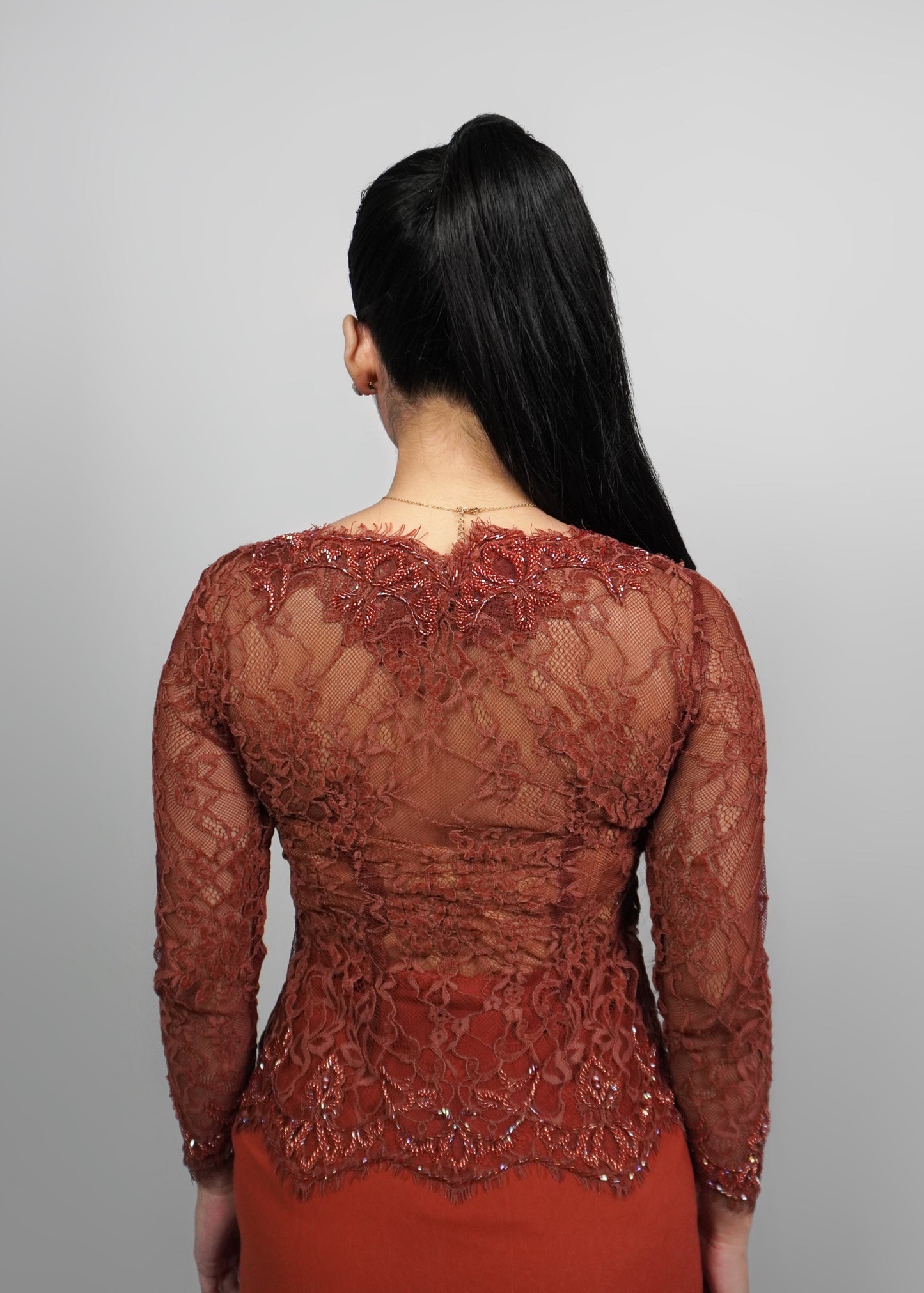 Maya Velvet Kebaya - Blood Orange