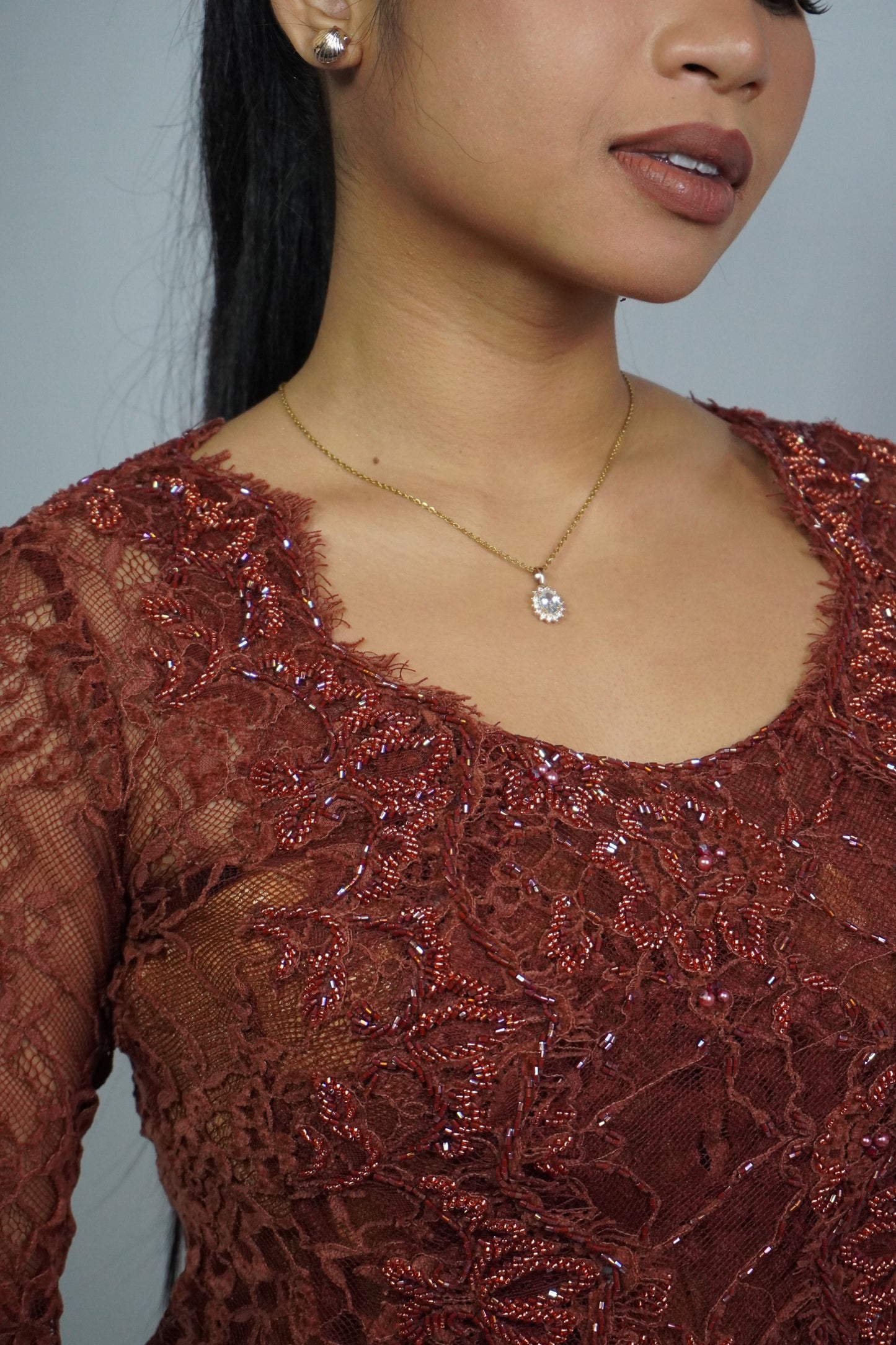 Maya Velvet Kebaya - Blood Orange