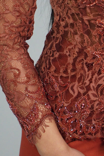 Maya Velvet Kebaya - Blood Orange